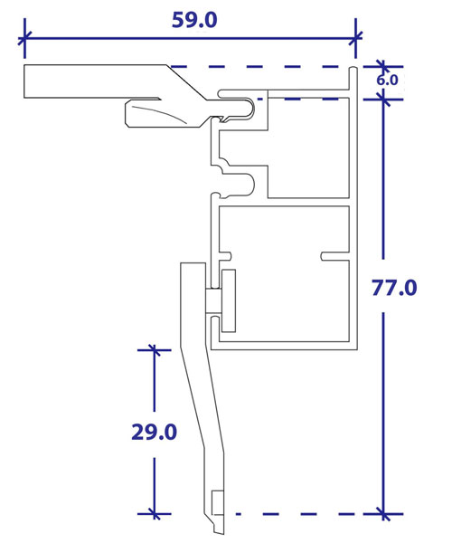 bella rod 3cm top fix top section
